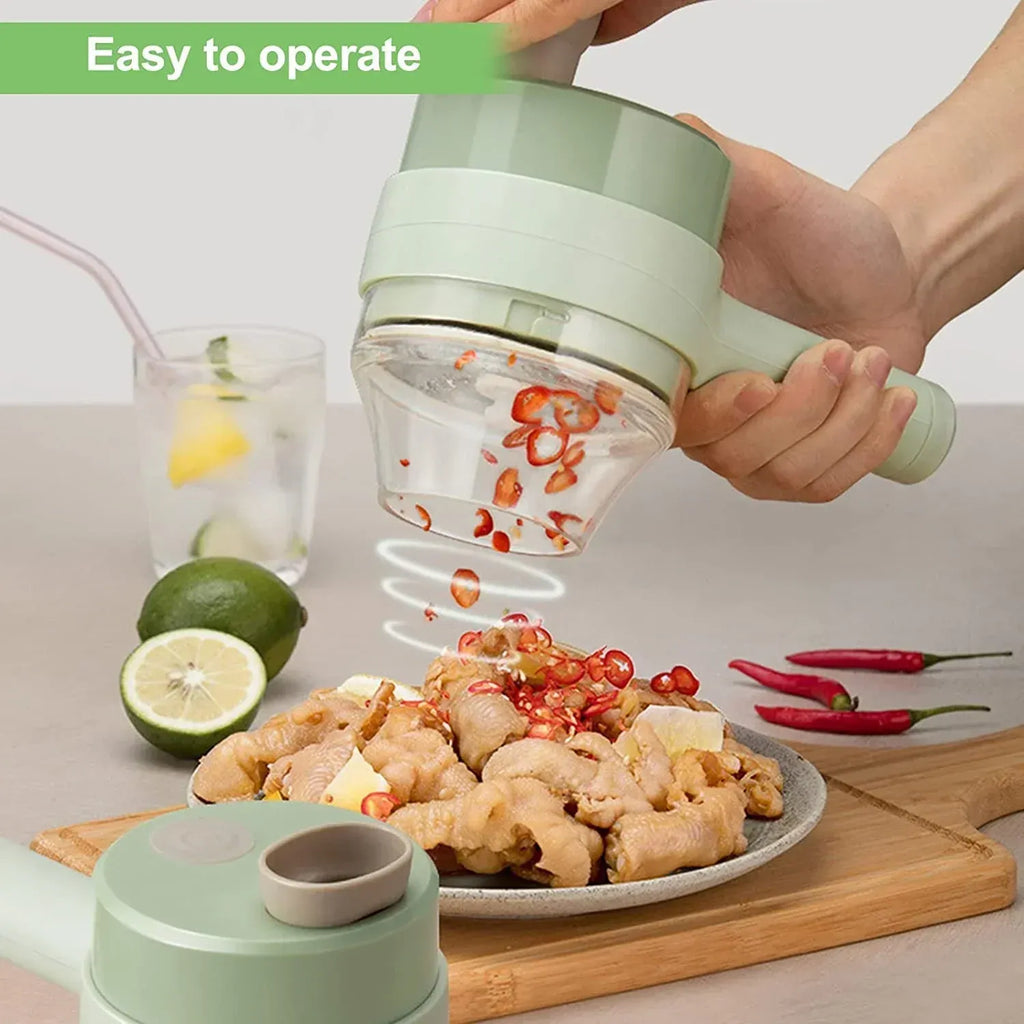 Chopnix 4-in-1 chopper slicing vegetables into bowl