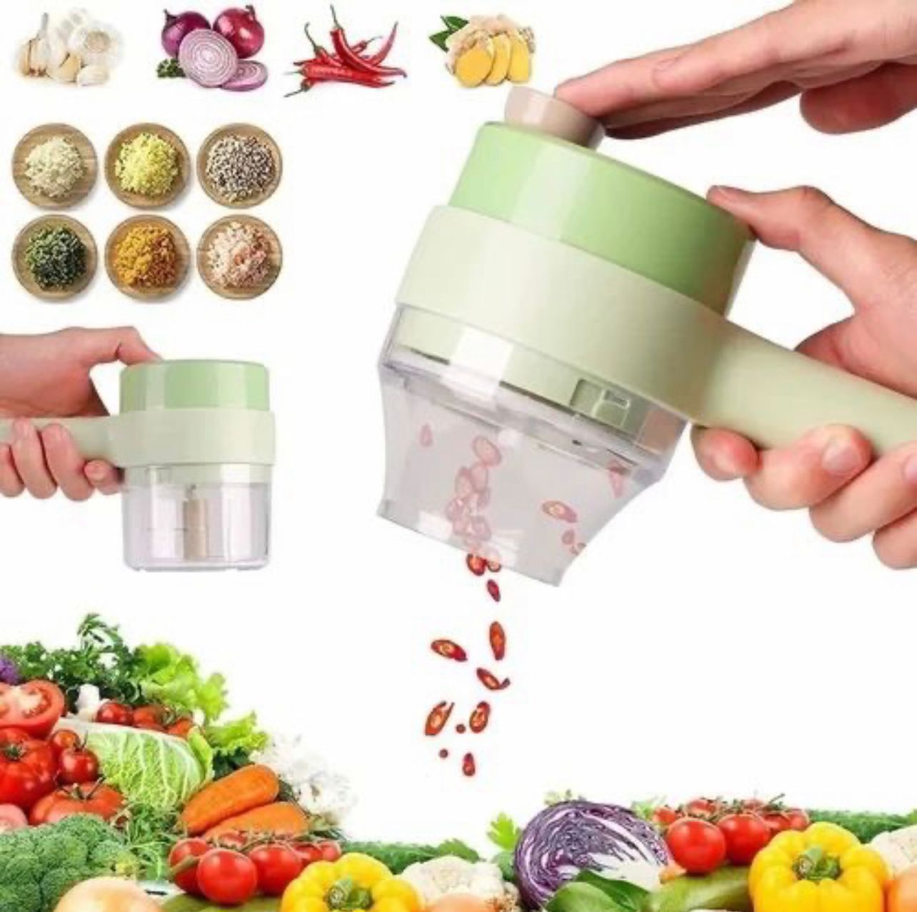 Chopnix electric chopper chopping chilies and vegetables